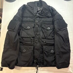 Voodoo Tactical Waterproof Parka Mens Large Black Field Jacket Cargo MOLLE